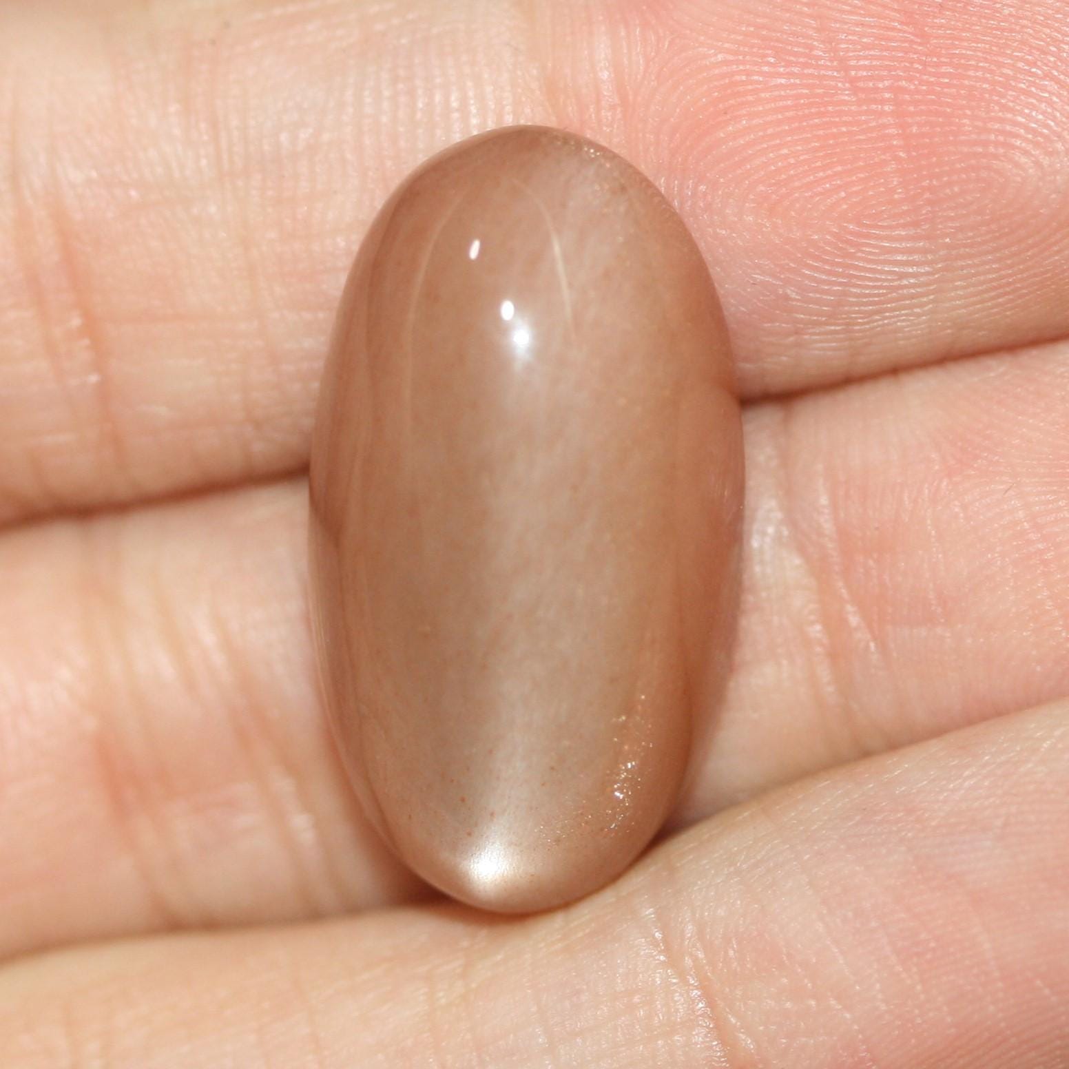 Big Peach Orange Moonstone Oval Cabochon 25.5x13.5mm 25.54ct Natural Gemstone