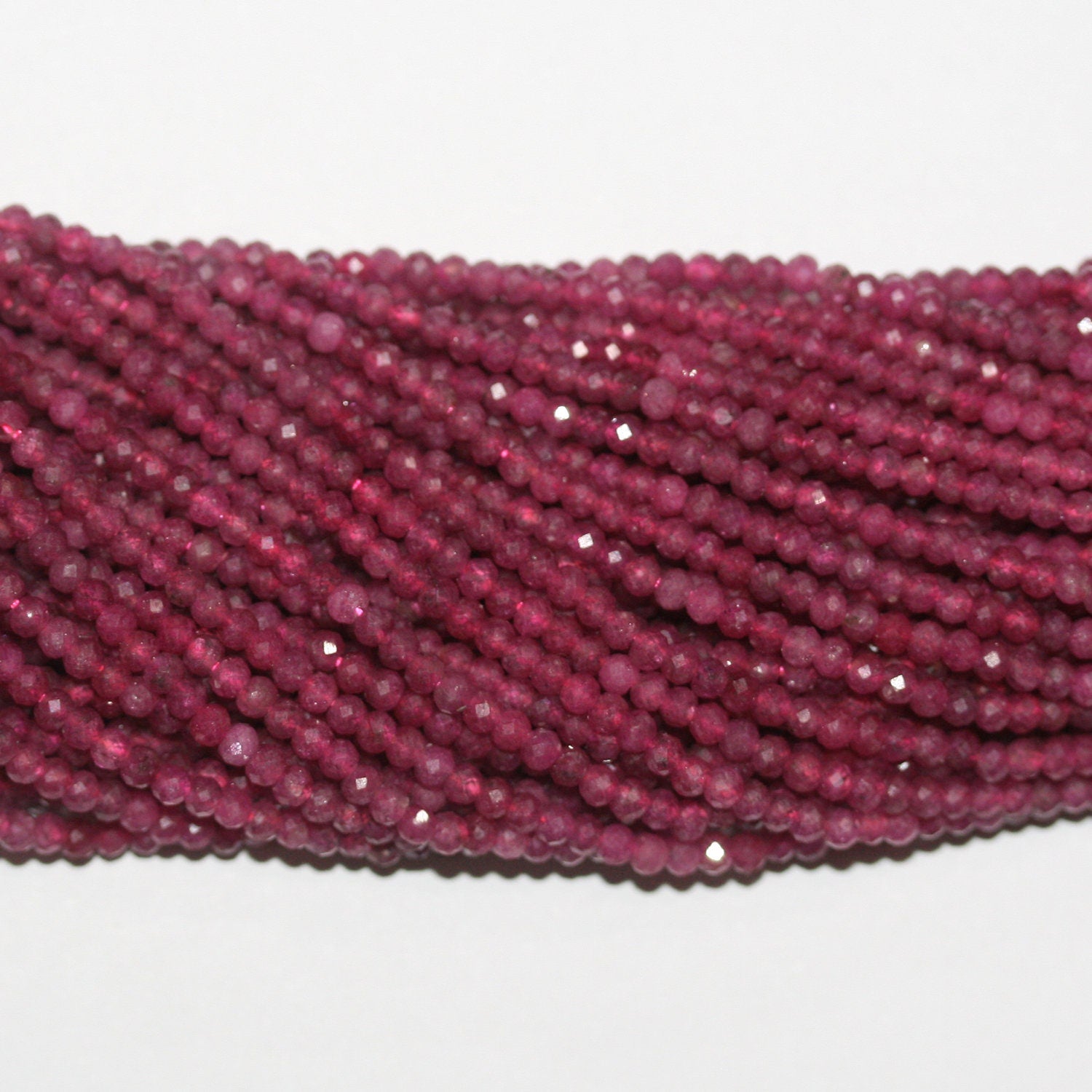 Perles rondelles à facettes St Ruby 15" 3x2,5mm.-Rig 39cm.