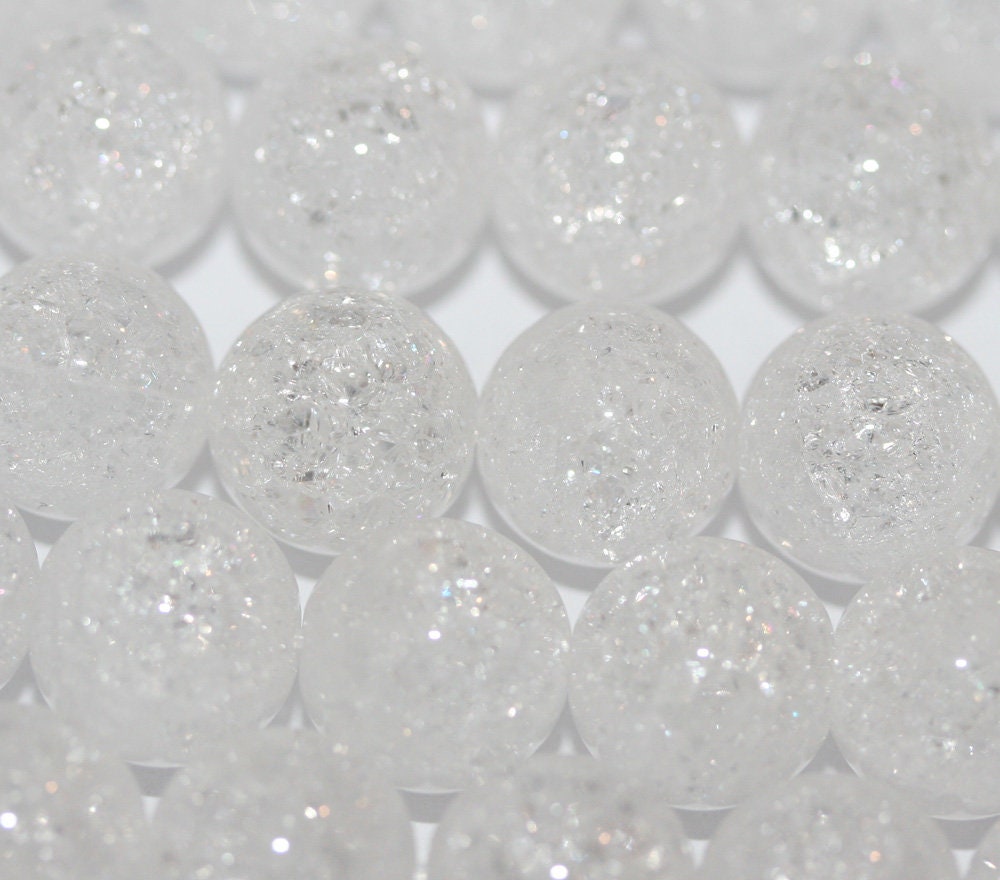 Cuentas redondas agrietadas de cuarzo cristal de roca de 16" de 8 mm - Hilo de 40 cm.