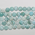Perles de monnaie lisses en larimar St 15" 10-11 mm.-Bring 39 cm.