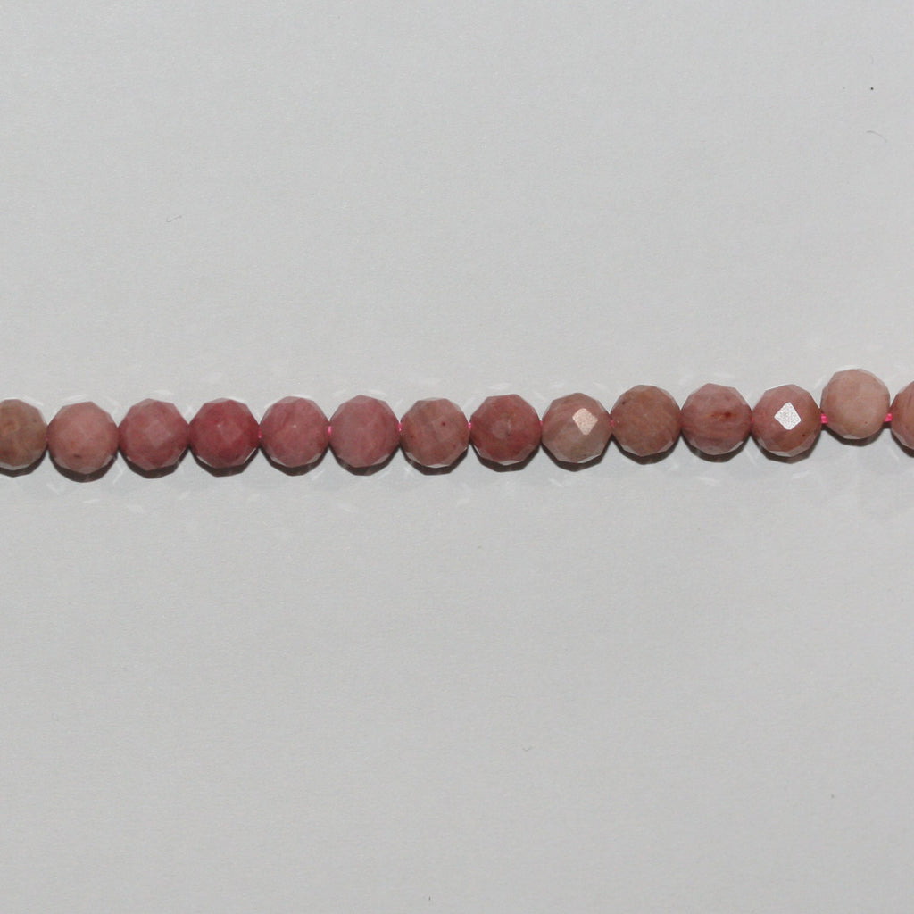 Perles rondes à facettes en rhodonite de 14 pouces, 4,5 mm - Fil de 38 cm.