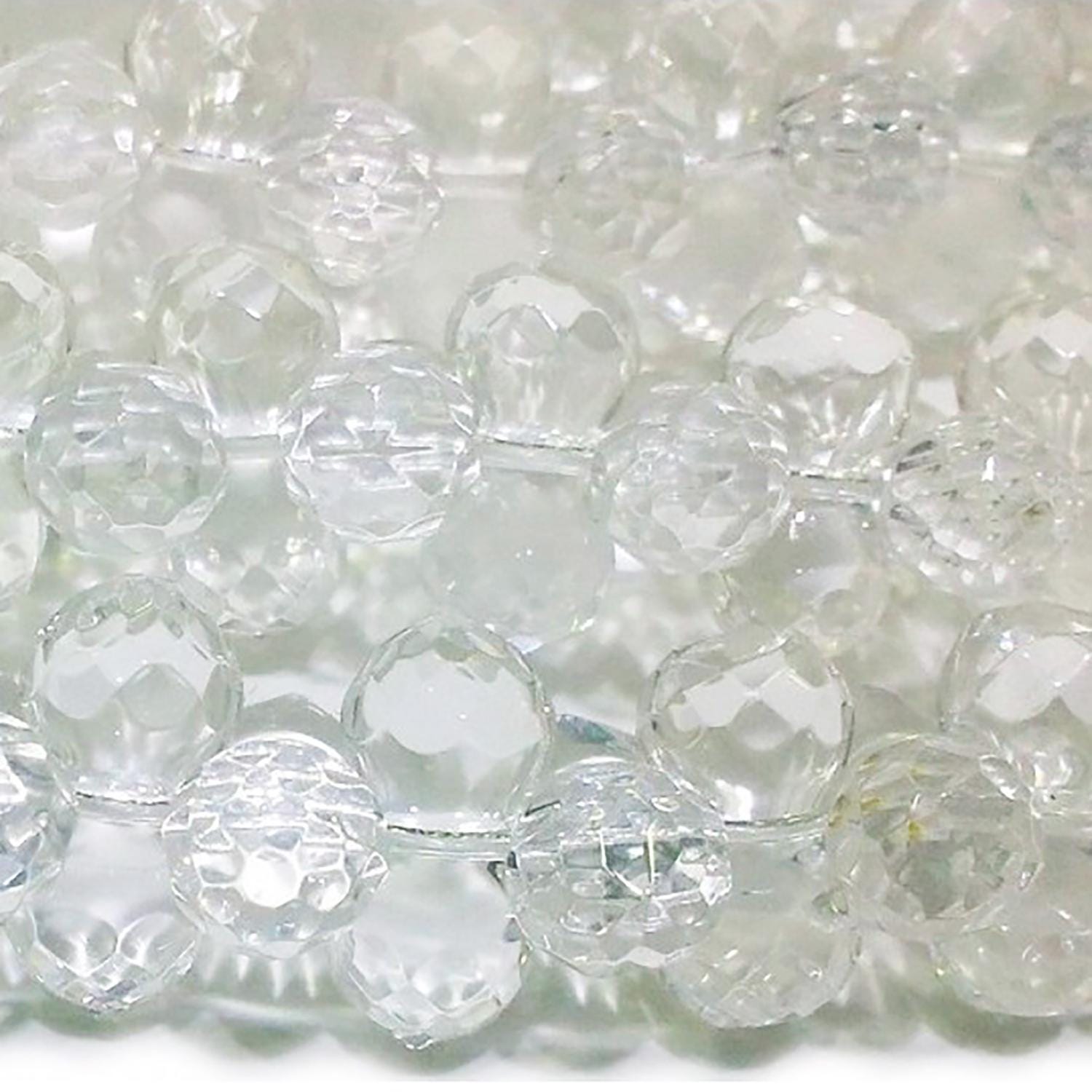 Perles doubles en cristal de roche facettées, 14 x 7 mm, 40 cm (16 pouces) de long.