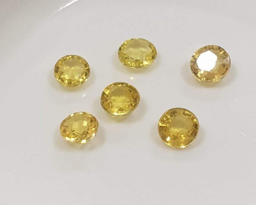 Lote de 6 zafiros amarillos facetados redondos de 2,8-3 mm. - Paquetes de piedras preciosas - Piedras sueltas al por mayor - Gemas naturales