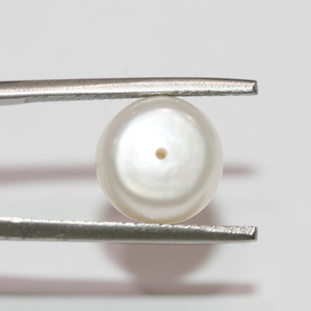 1 Pair High Cultured Button Pearl 10.5-11mm.-Approx.-Half Drill. Button Natural  Pearl-Price Per 1 Pair- Pearl Earring