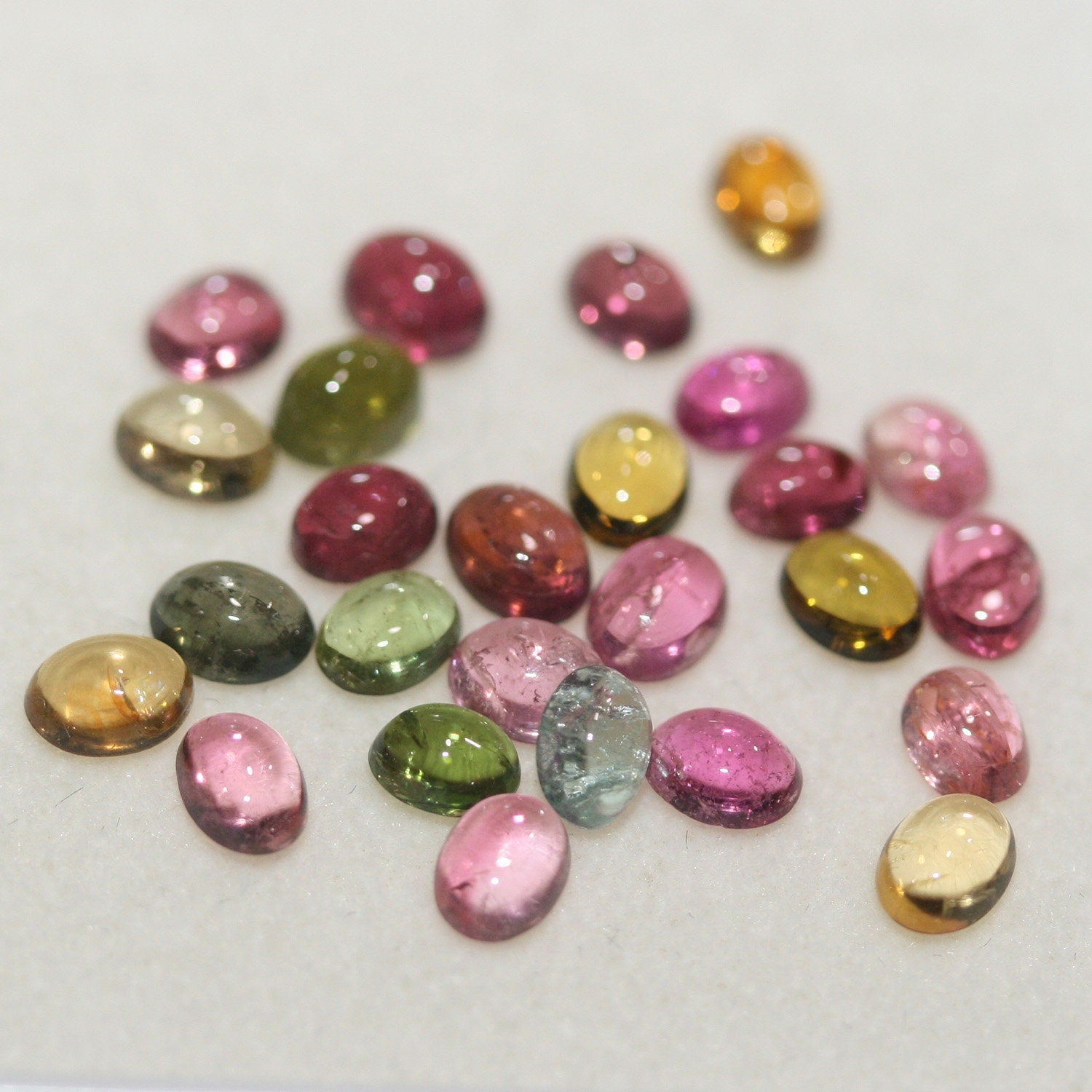 Tourmaline Lot Oval Cabochons 4x3mm.-(5 CT) -Gemstone Parcels-Loose Stones Wholesale Price-Natural Gems