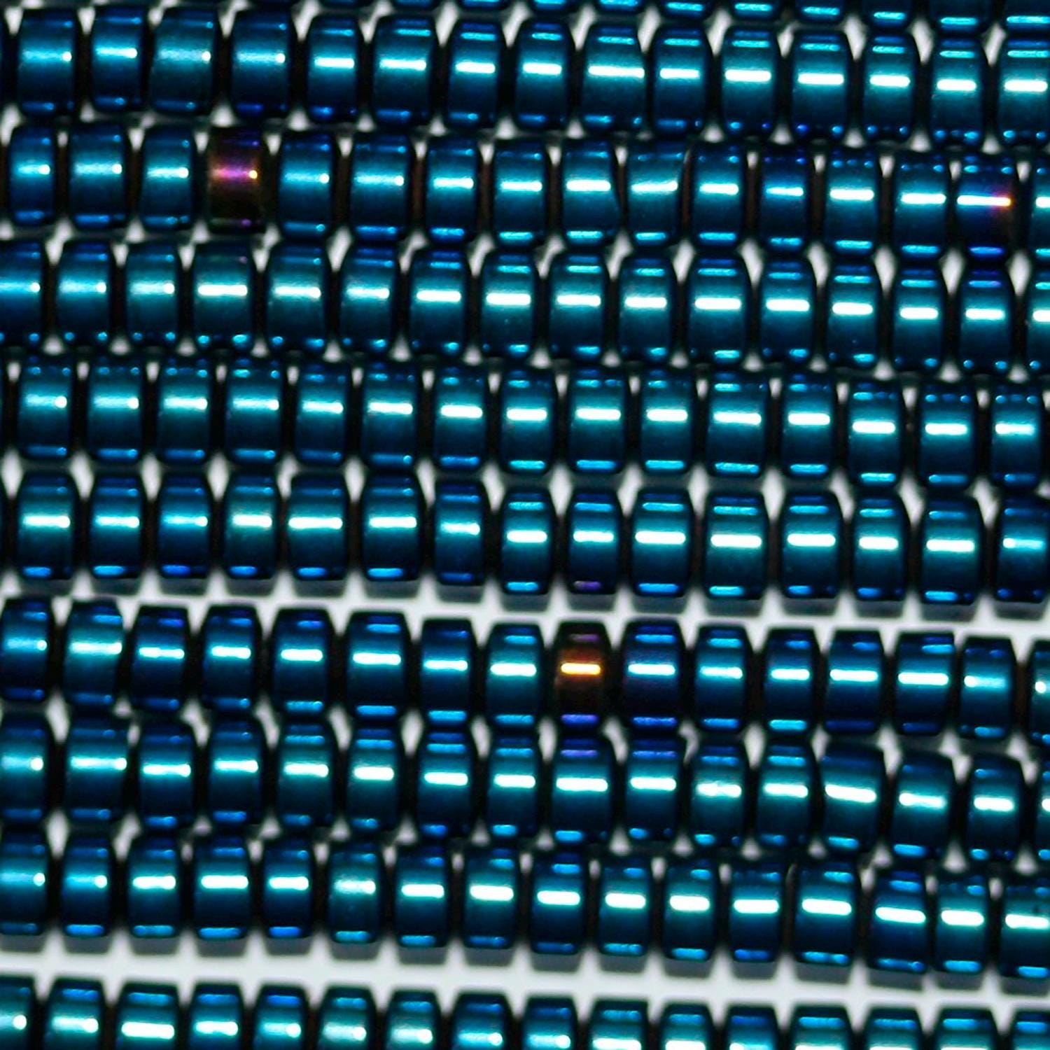 Perles rondelles lisses en hématite bleue St, 3 x 2 mm, 40 cm (16 pouces) de long.
