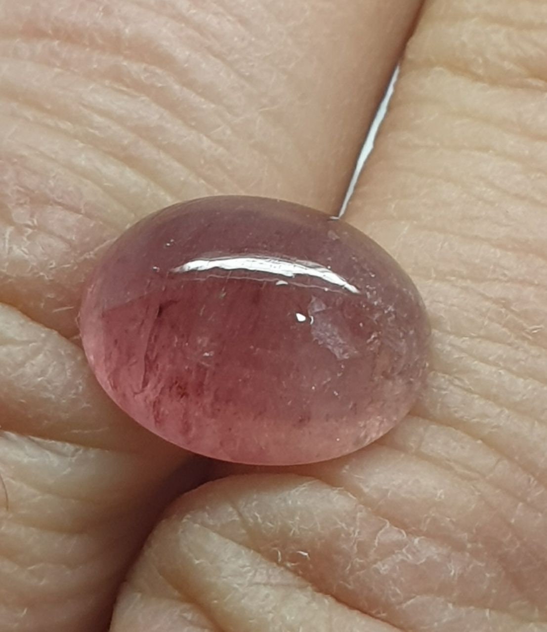 Tourmaline rose ovale en cabochon de 8,16 ct (13,6 x 10,5 mm) - Pierre précieuse naturelle non traitée - Couleur rare