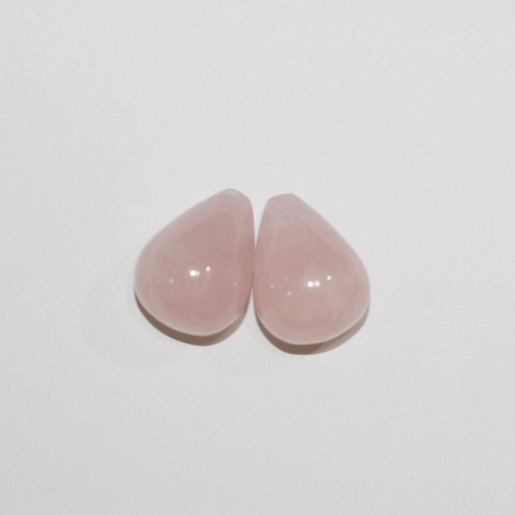 Cuarzo rosa con gota lisa perforada a la mitad, 22 x 17 mm (1 par)
