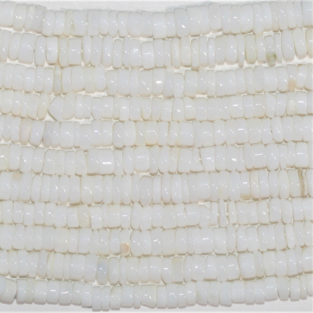 Cuentas de disco lisas de ópalo blanco de 16" de 5 x 1,5 mm - Hilo de 40 cm.