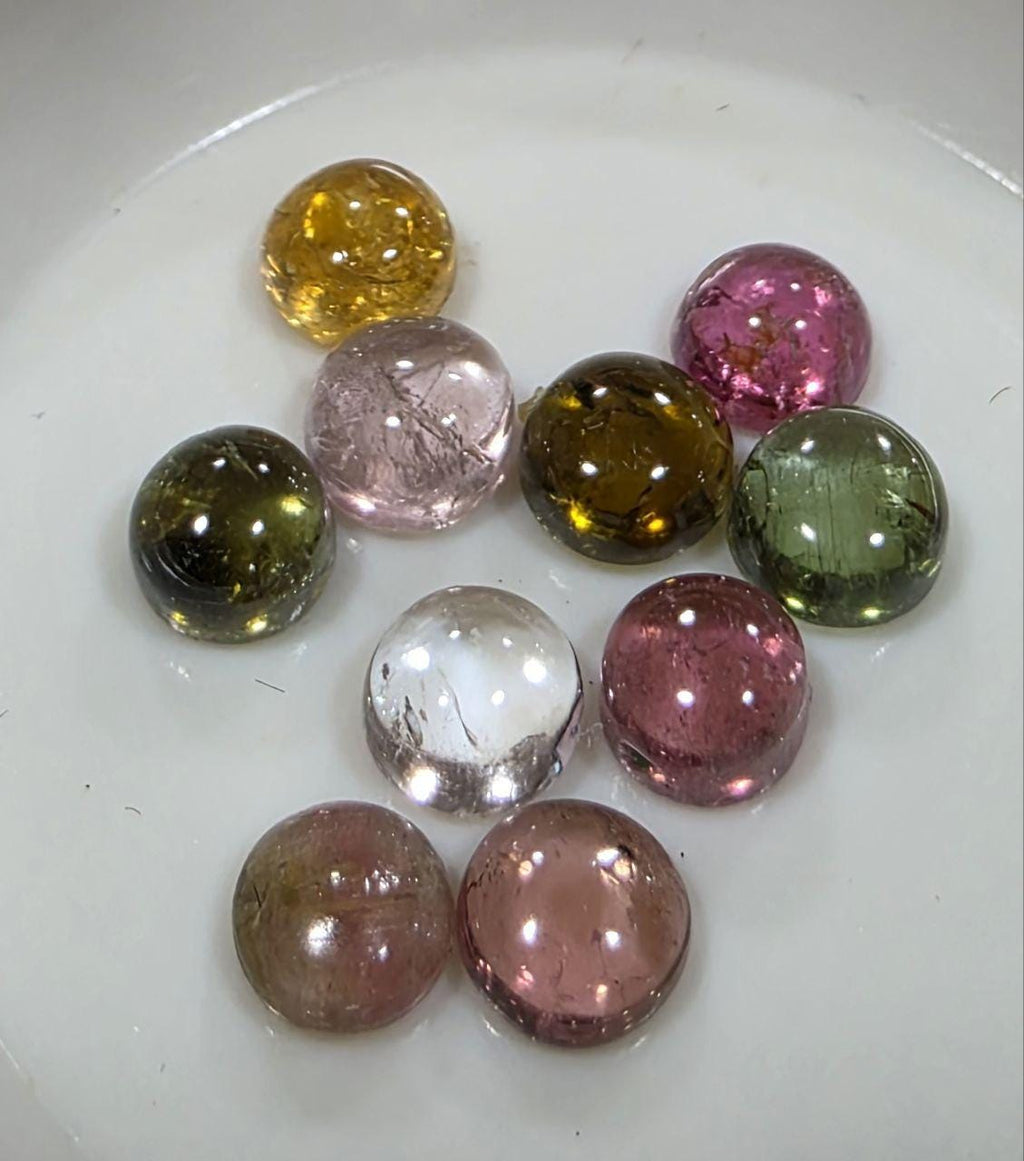 Tourmaline Lot Round Cabochons 4-4.2mm.-(10pcs)  -Gemstone Parcels-Loose Stones Wholesale Price