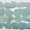 13" St Aquamarine Faceted Nugget 16x13mm.-Approx.-Strand 34cm.