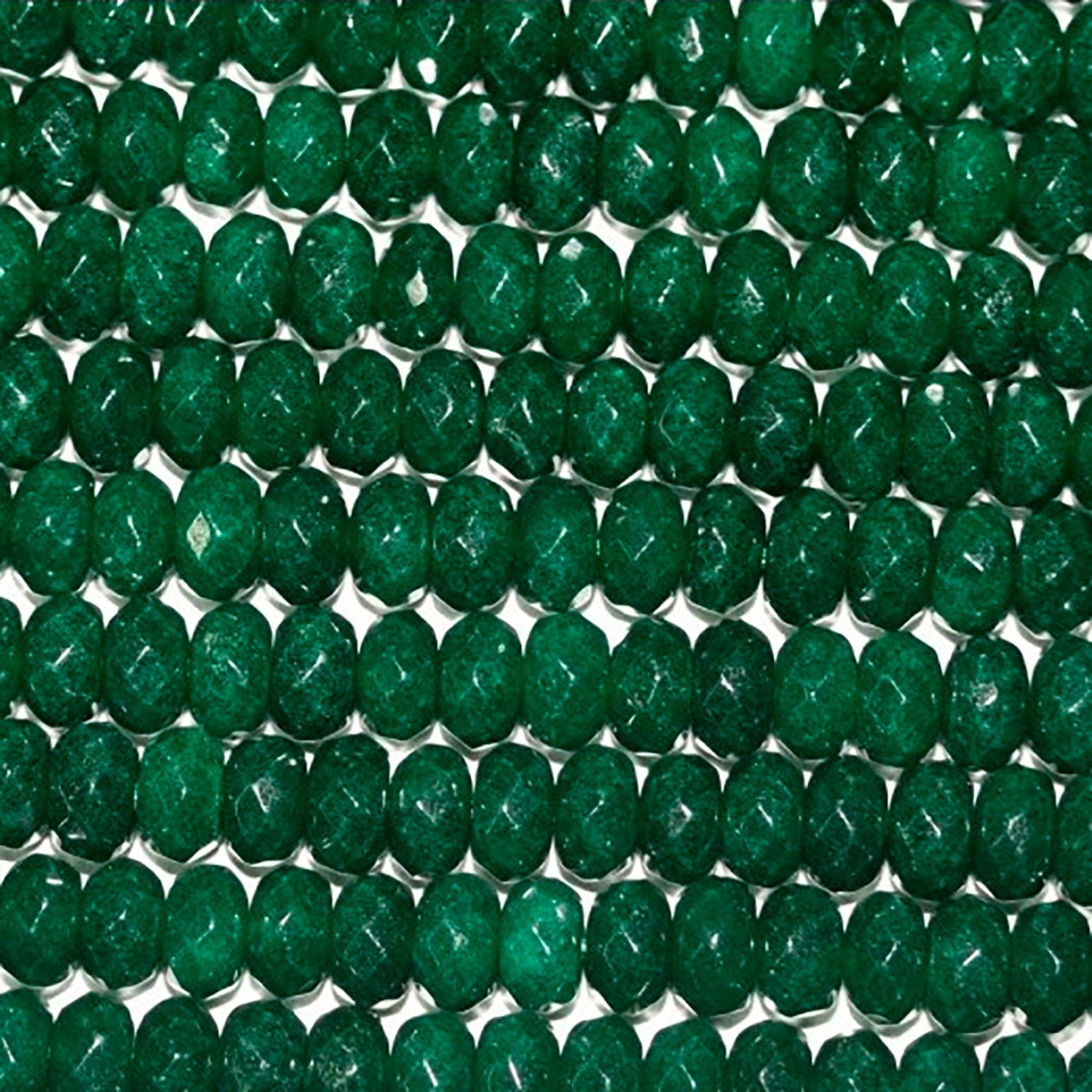 Cuentas redondas facetadas de jade verde de 40 cm (16"), 8 x 5 mm (tira de 40 cm)