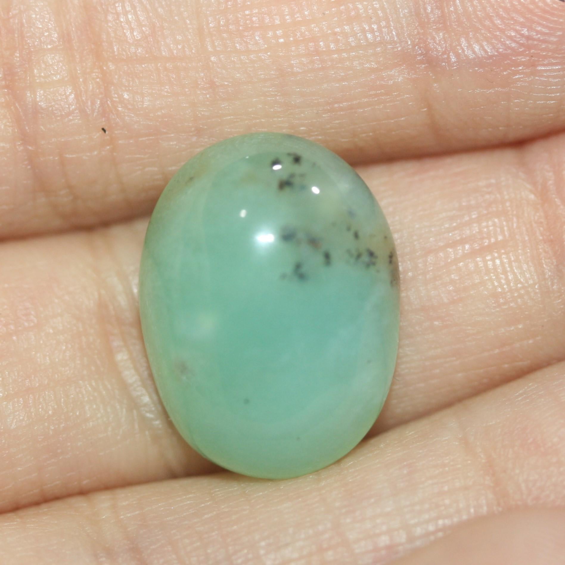 Blue Green Peruvian Opal Oval Cabochon Natural 18x13.5mm.- 14.47ct Untreated Gemstone