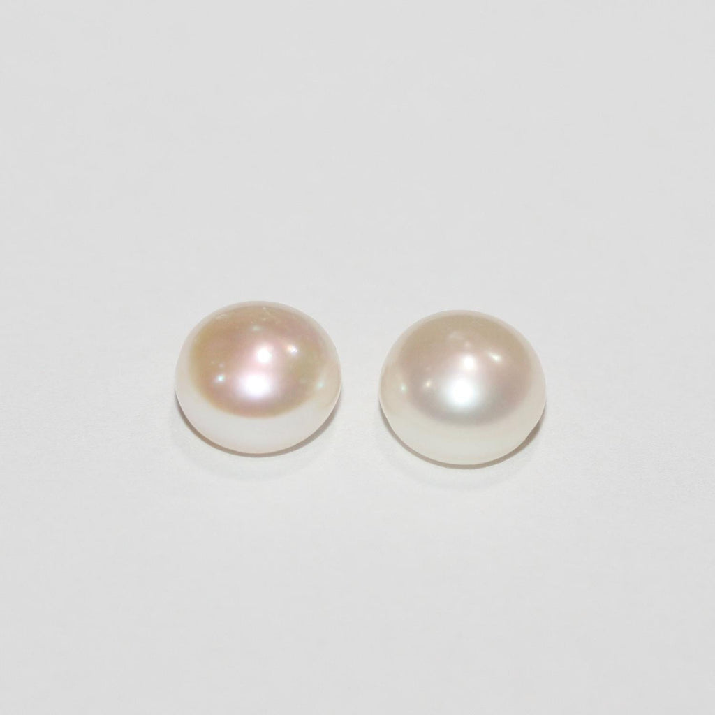 11 Pairs High Cultured Button Pearl 8-8.5mm.-Approx.-Half Drill. Button Natural  Pearl-Price Per 11 Pairs- Pearl Earring