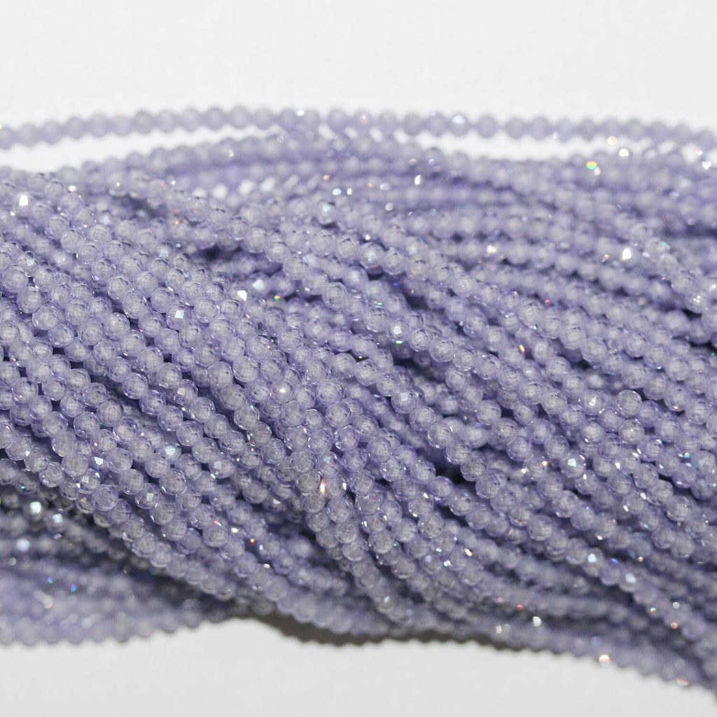 13" St Purple Cubic Zirconia Faceted Round Beads 2mm.Strand 37cm