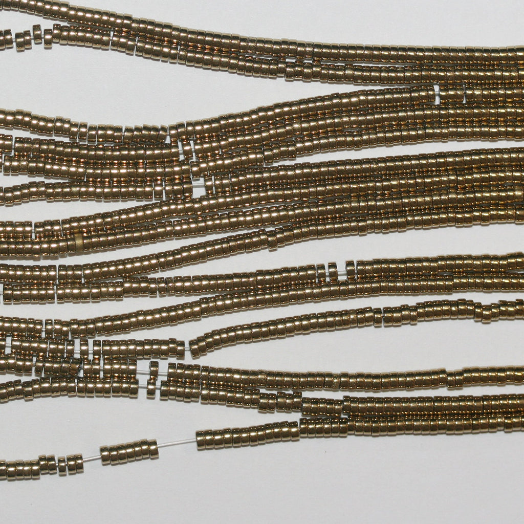 Cuentas de disco lisas de hematita dorada de 16" de 2 x 1 mm, hilo de 40 mm.