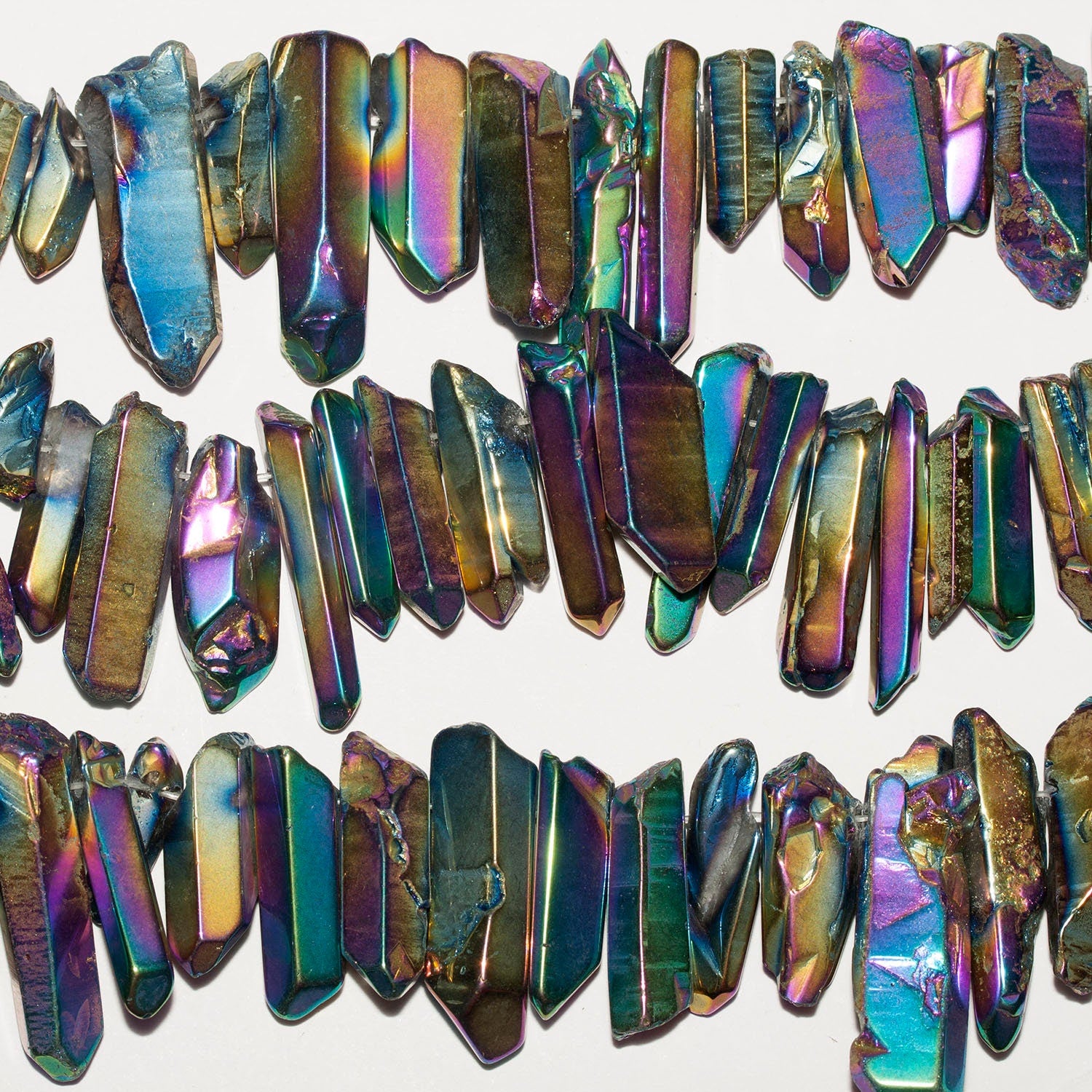 Cuentas de cuarzo morado y dorado de 16" (18-33 mm). Aprox. - Hilo de 40 cm.