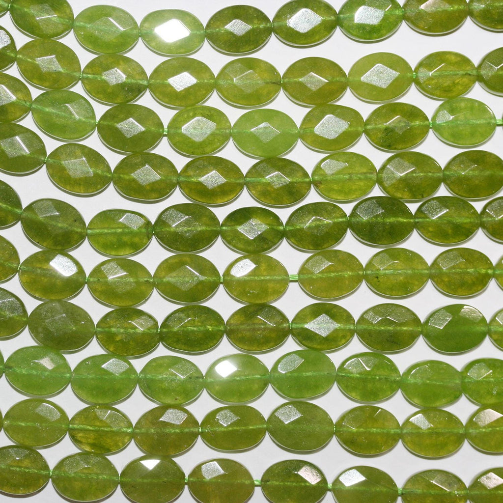 Perles ovales à facettes en quartz vert St de 16 pouces (12 x 8 mm) - Fil de 40 cm