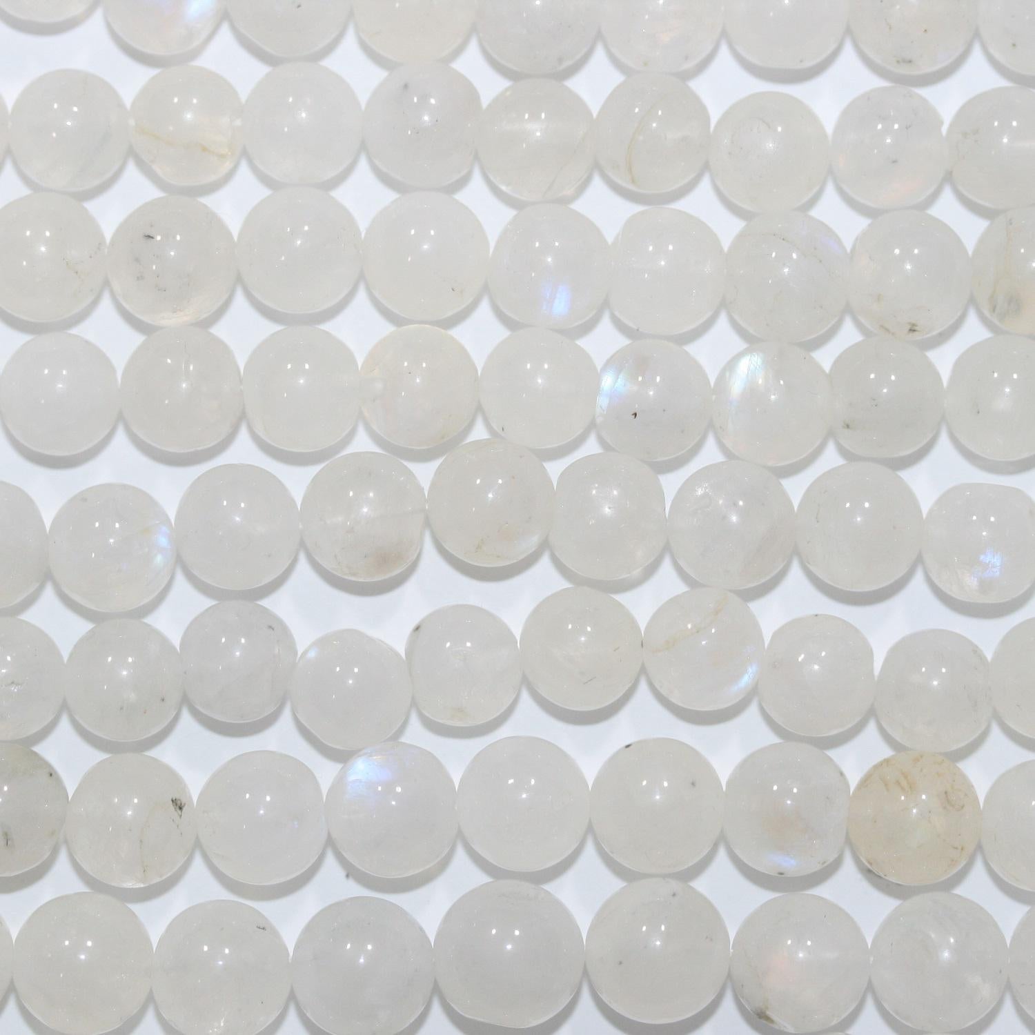 14" St Moonstone Smooth Round Beads 8.5-9mm -Strand 37cm.