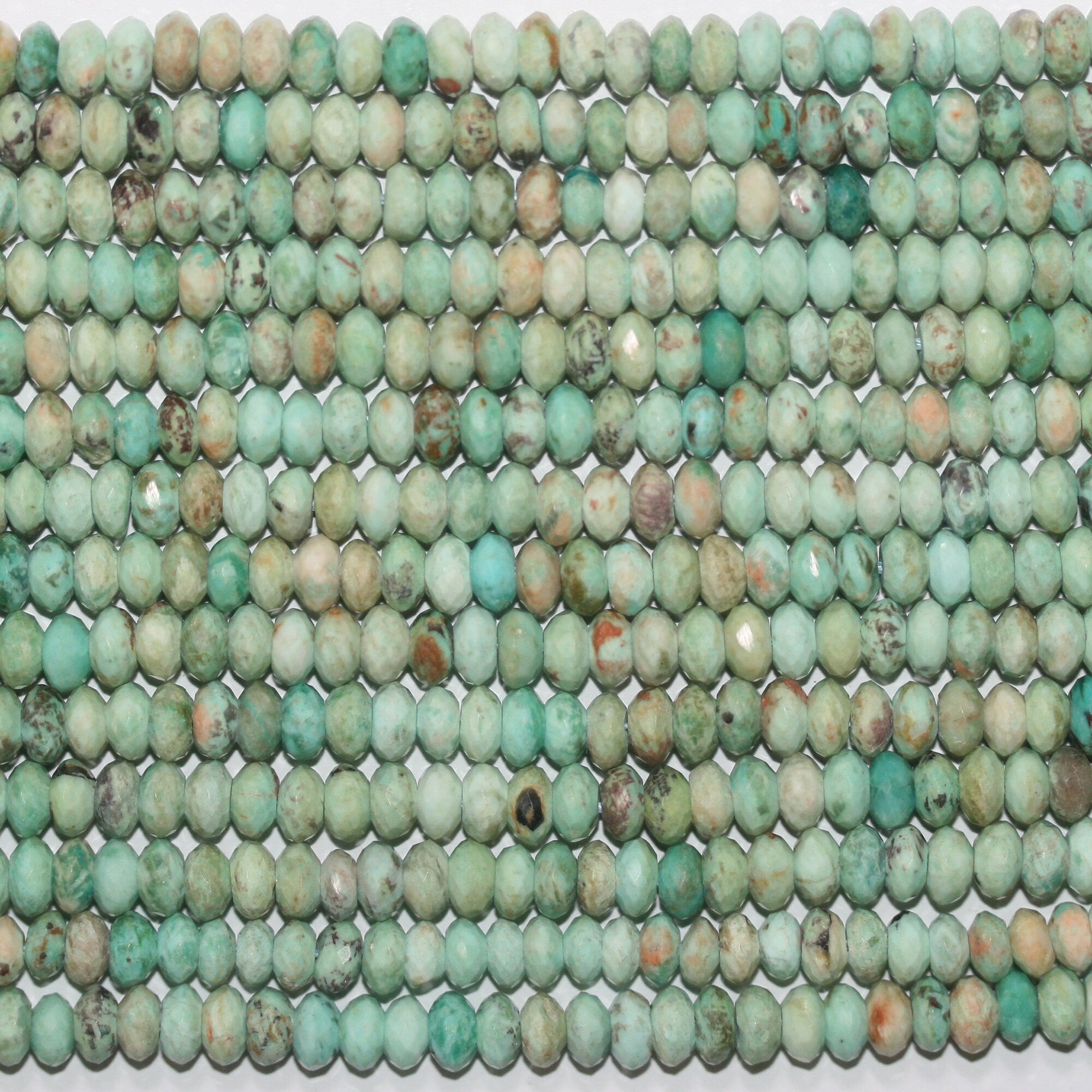 Cuentas redondas facetadas de turquesa de 16" (6 x 3 mm) - Hilo de 41 cm