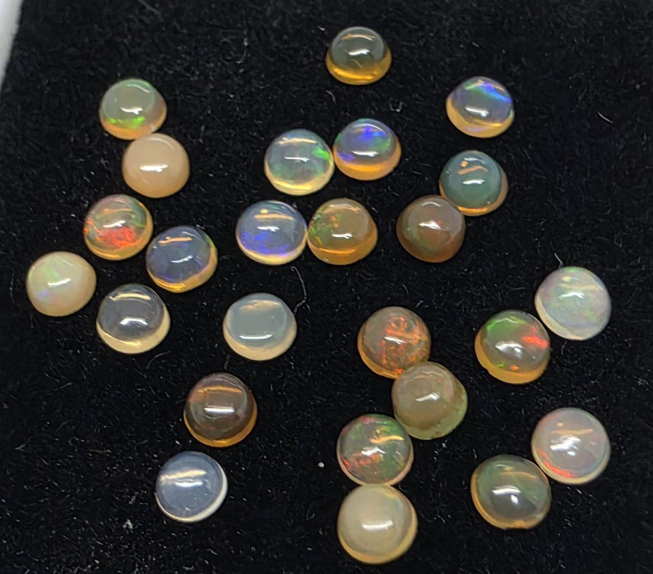 Ethiopian Opal Lot Round Cabochon 3mm. (25pcs)  -Gemstone Parcels-Loose Stones Wholesale Price