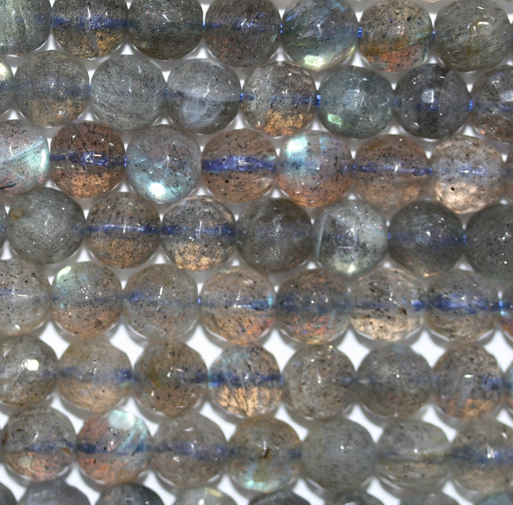 16" Cuentas Redondas Facetadas de Labradorita Santa 6mm.-Hilo 40cm.