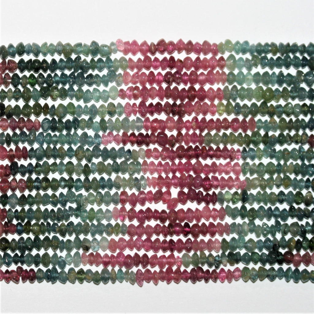 Perles rondelles lisses en tourmaline St 14" 3x1,5mm.-Rig 35cm.