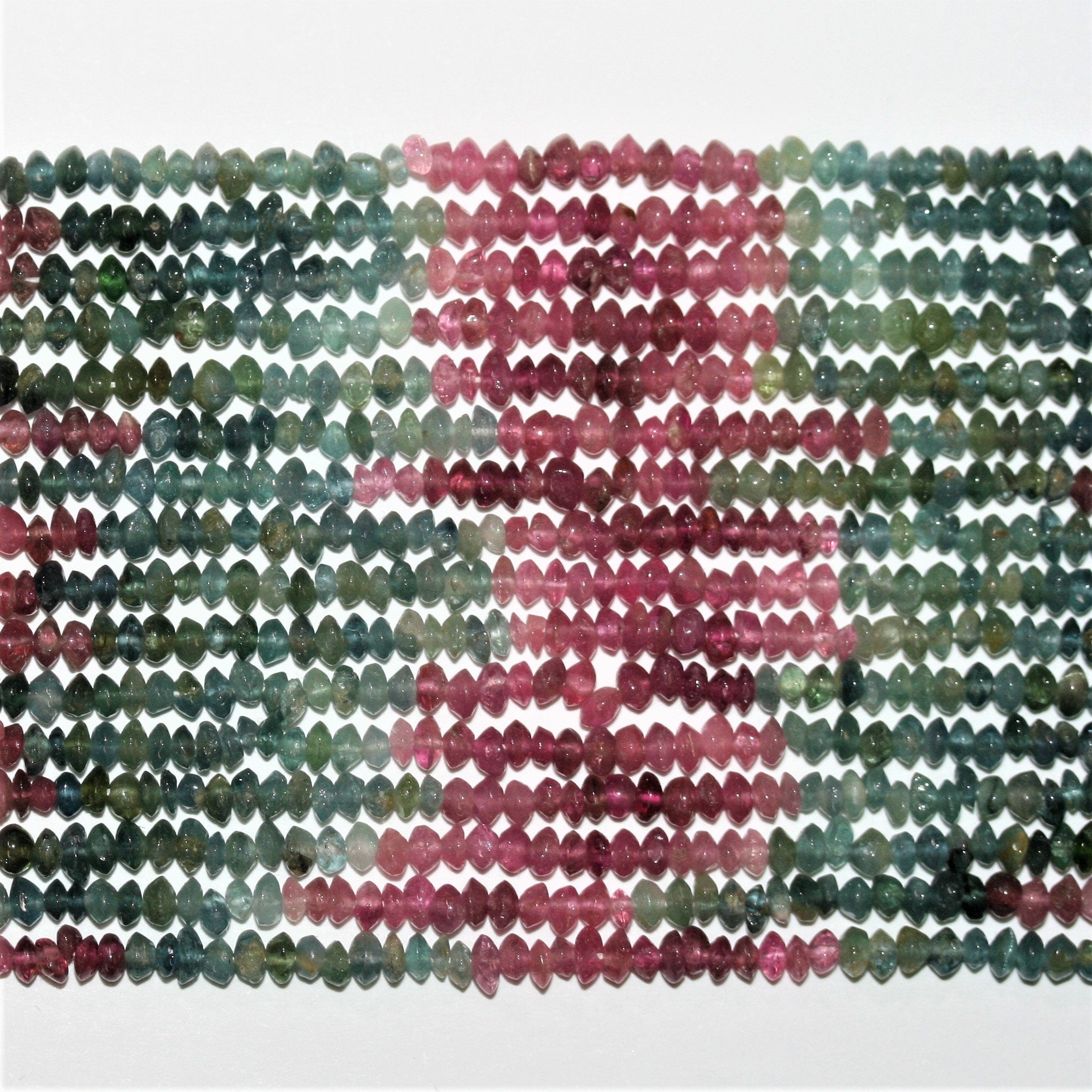 Perles rondelles lisses en tourmaline St 14" 3x1,5mm.-Rig 35cm.
