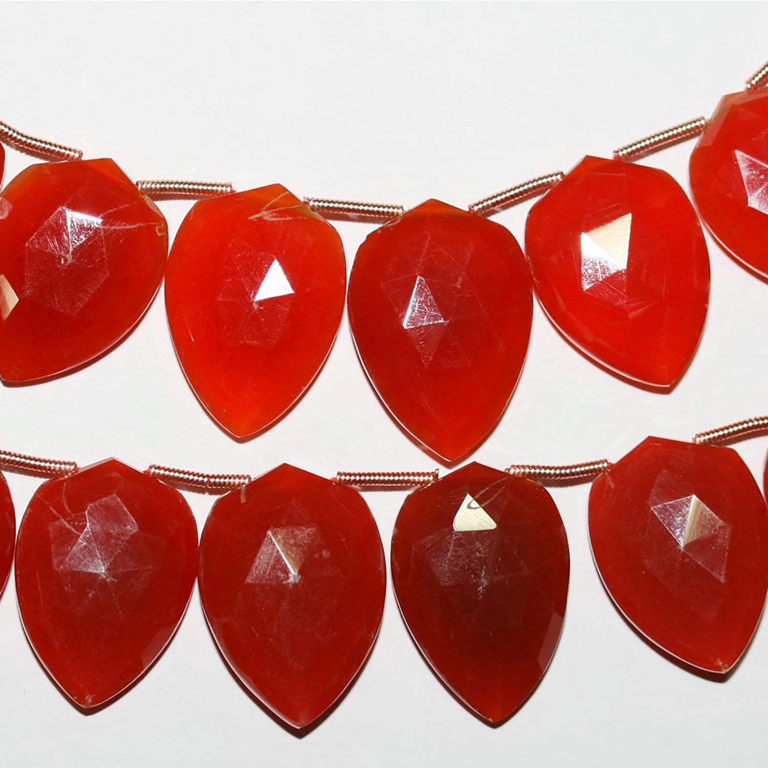 10" St  Orange Calchedony Faceted Spearhead Beads 21x15mm.Approx.-Strand 25cm