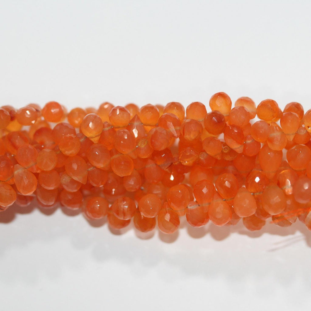 Cuentas de cornalina santa facetadas de 8" (6 x 4 mm). - Aprox. - Hilo de 20 cm