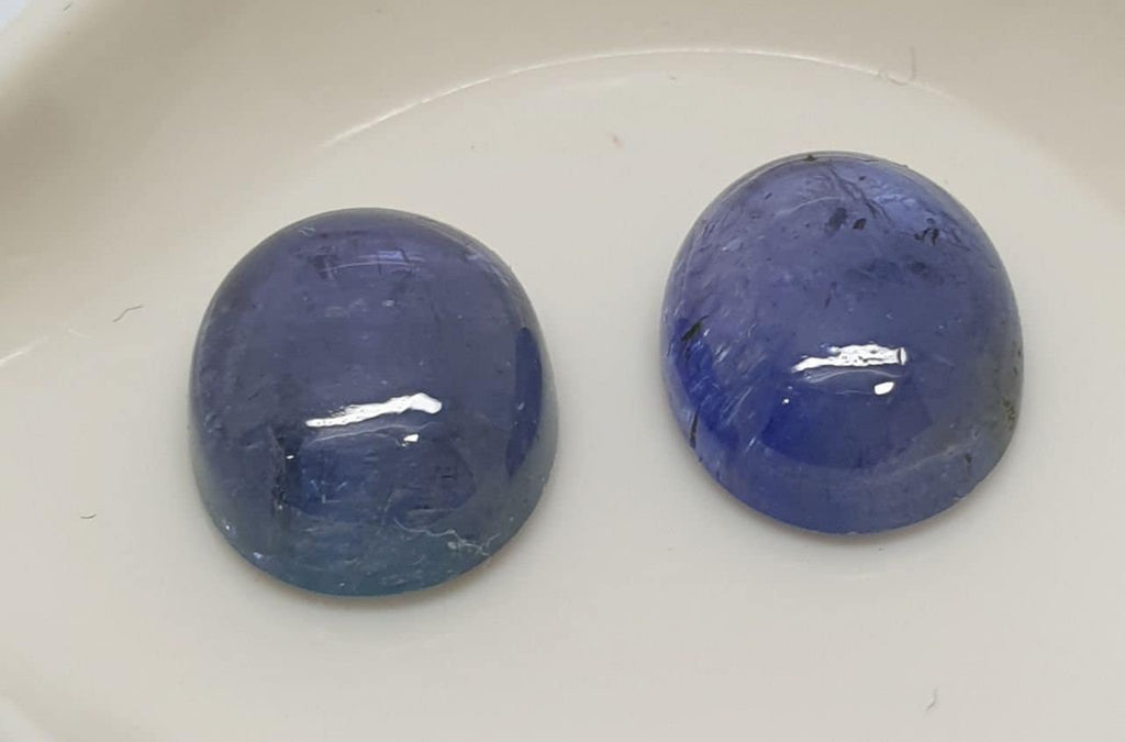 1 Pair Tanzanite Oval Cabochons 9x7mm Tanzanite 2 pcs  Lot Natural Gemstones  -Gemstone Parcels-Loose Wholesale Price-Natural Gems Tanzania