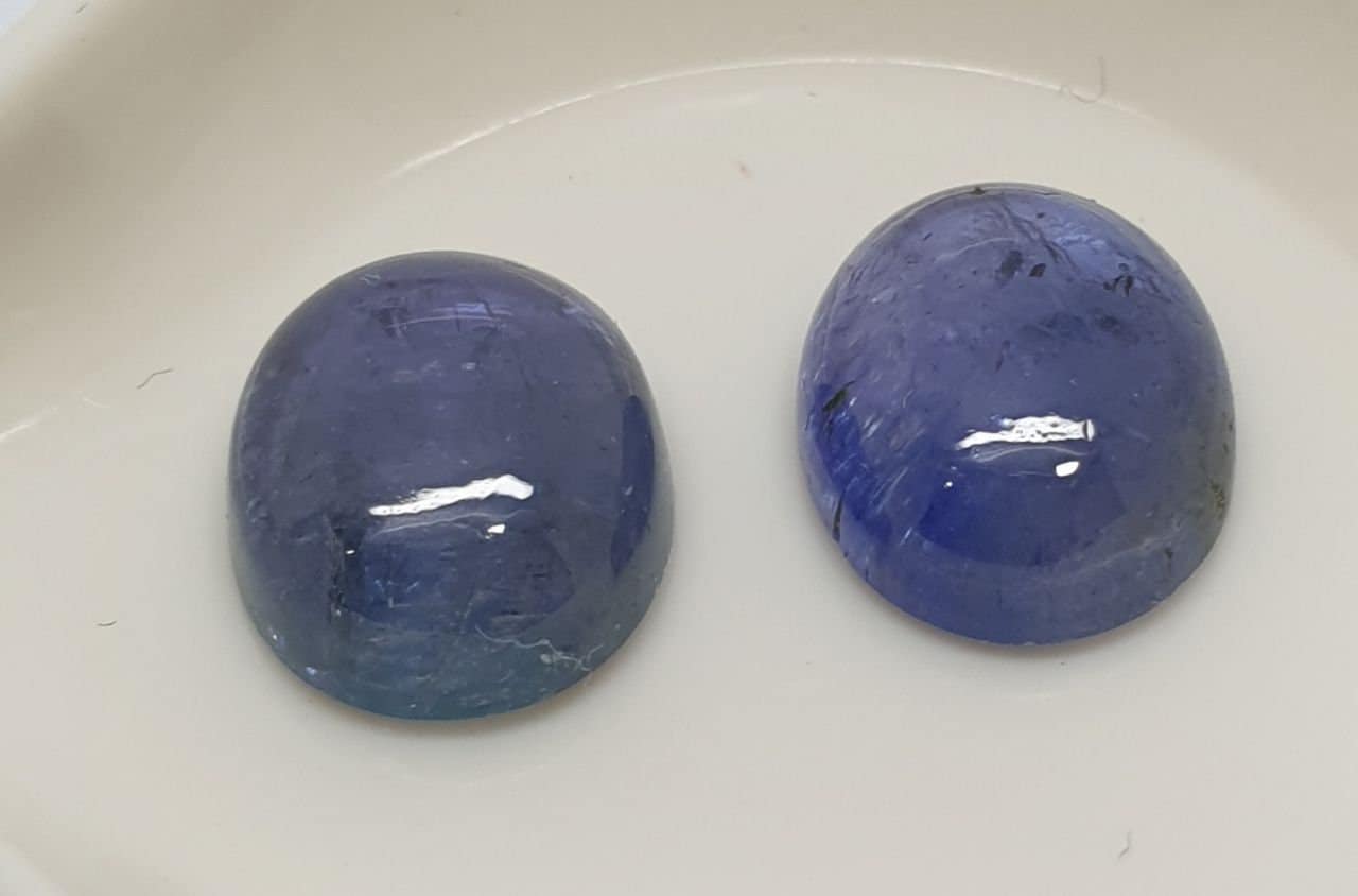 1 Pair Tanzanite Oval Cabochons 9x7mm Tanzanite 2 pcs  Lot Natural Gemstones  -Gemstone Parcels-Loose Wholesale Price-Natural Gems Tanzania