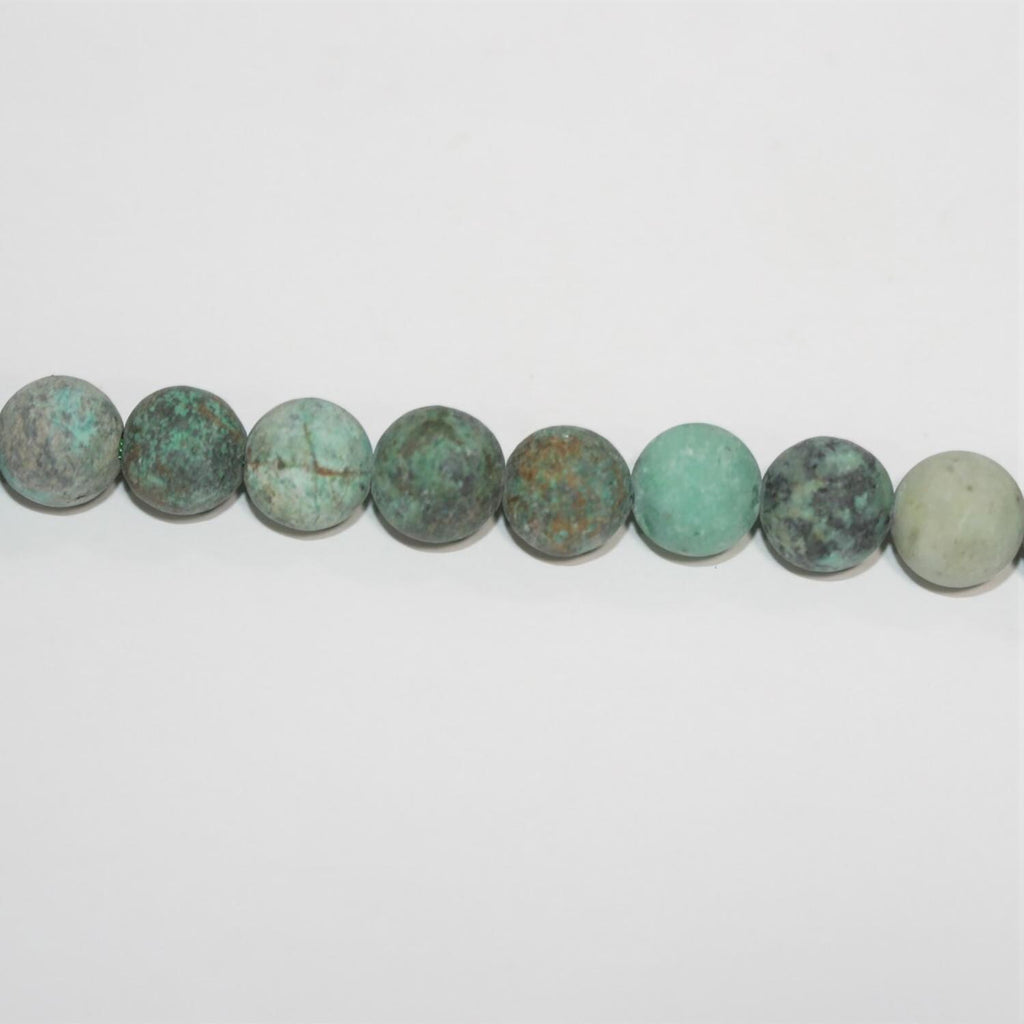 Perles rondes lisses en turquoise africaine, finition mate, 4 mm, 15 pouces (38 cm) - Fil de 39 cm