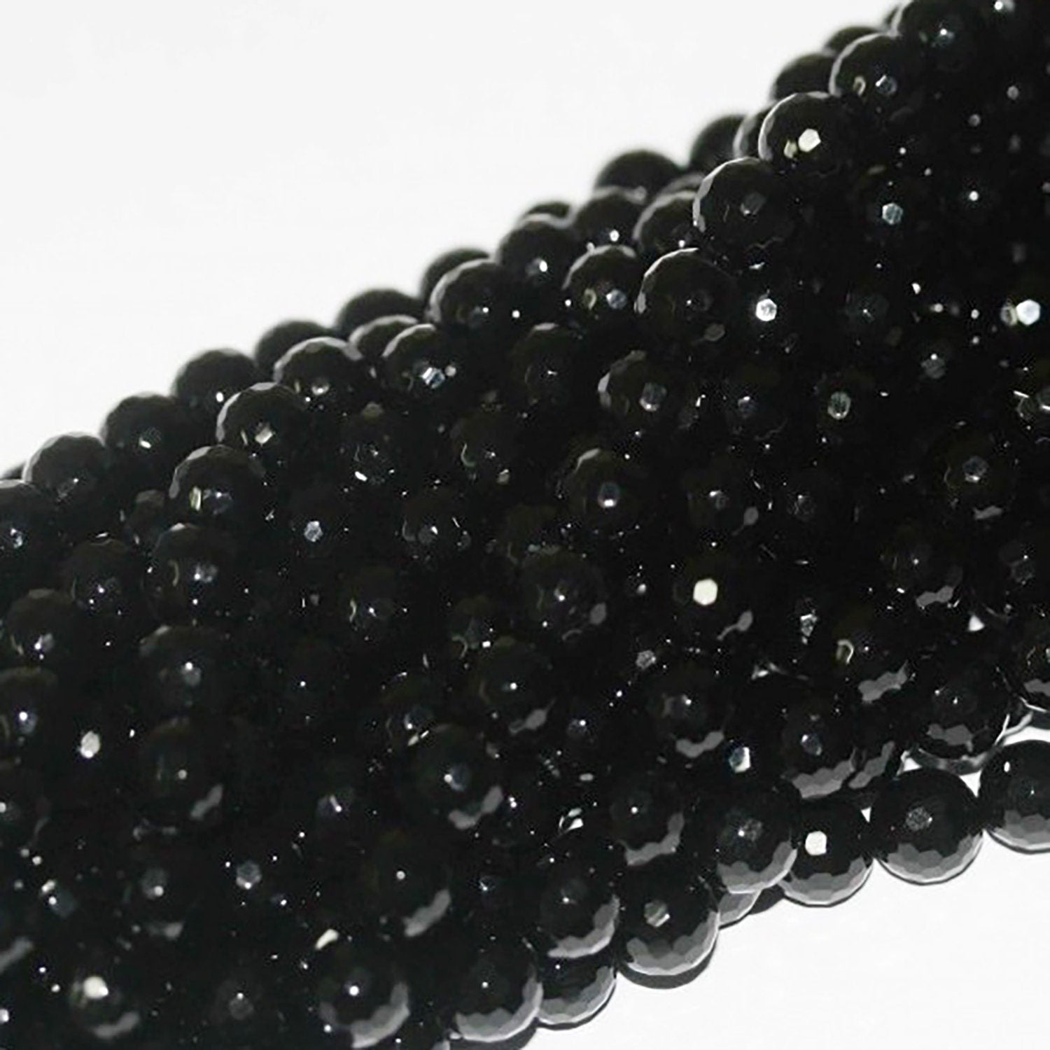 Perles rondes à facettes en onyx de 15 pouces (12 mm) - Fil de 39 cm