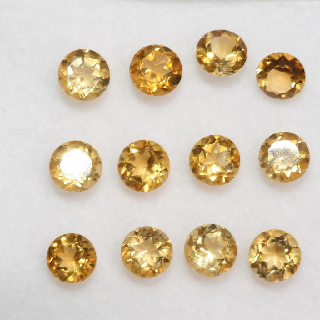 12 Pcs Lot Citrine Faceted Round 5 mm. (12Pcs).