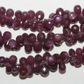 Perles en forme de goutte à facettes dégradées St Ruby de 8 pouces, 5x4-10x7mm. Environ - Fil de 20 cm.
