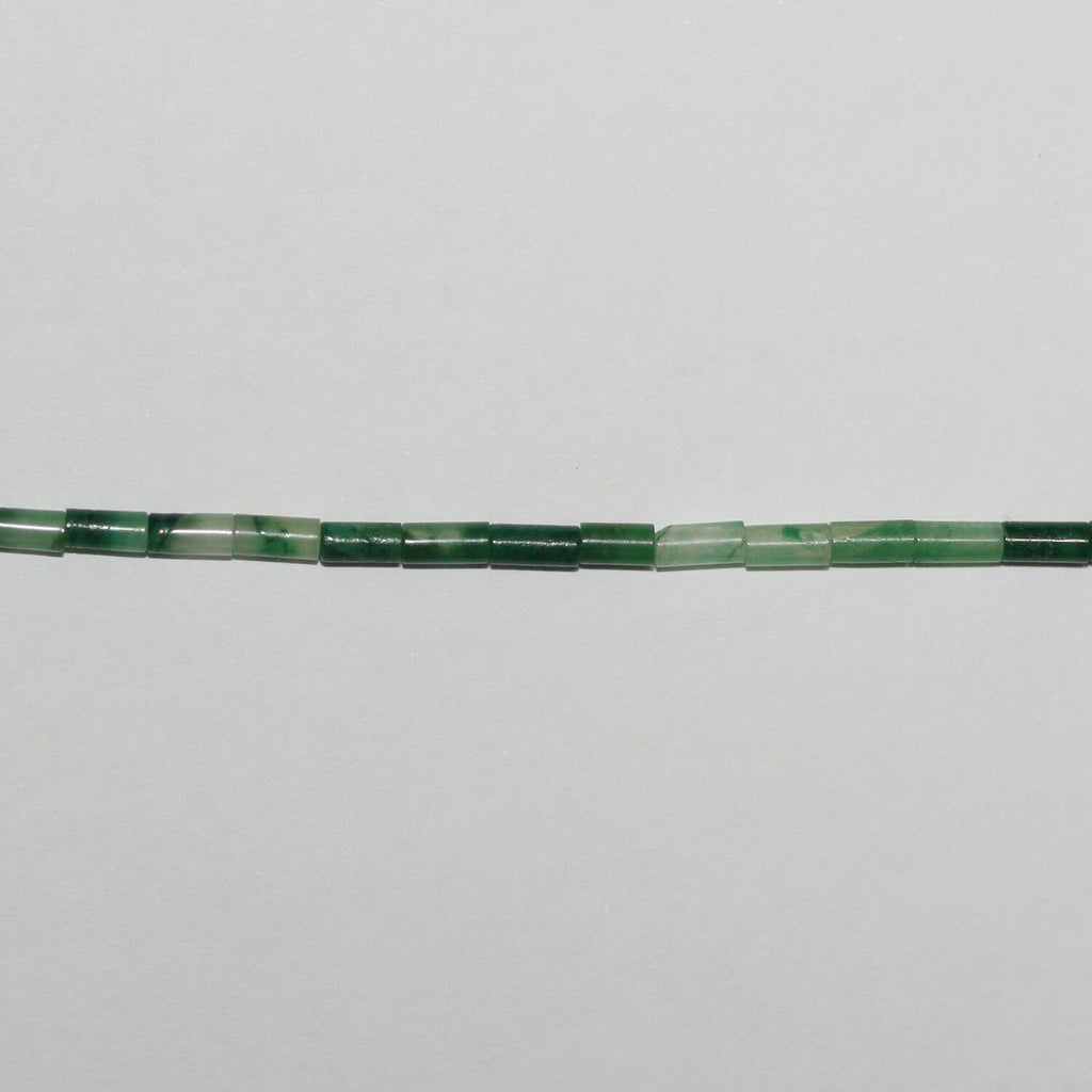 15" St Green Grenat Smooth Tube Beads 5x2mm.- Strand 39cm.