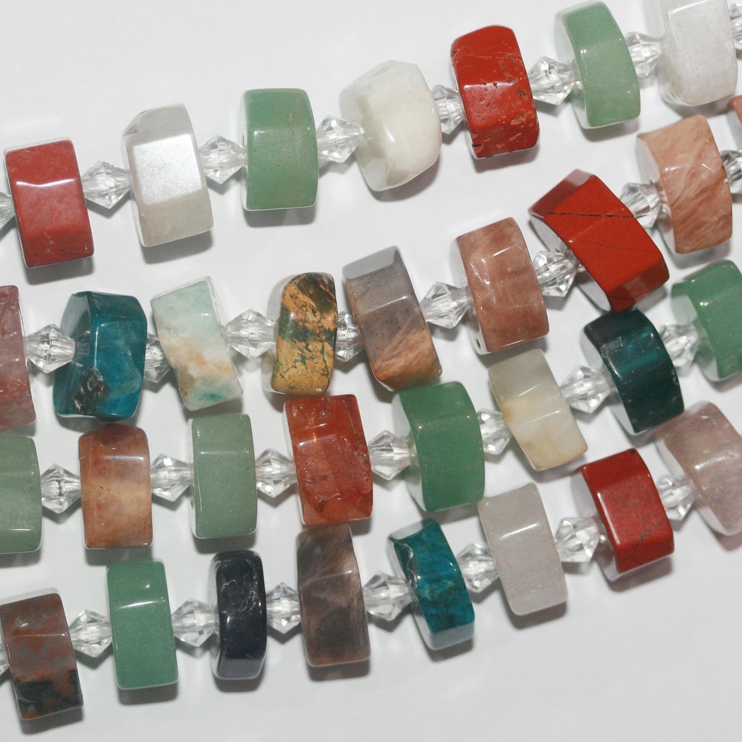 13" St Multi Stone Faceted Rondelle Beads 14x7mm.Approx.-Strand 36cm.