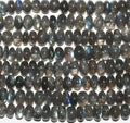 Cuentas redondas lisas de labradorita de 17,5" con degradado, de 5 x 3 a 8 x 5 mm. Longitud aproximada: tira de 45 cm.