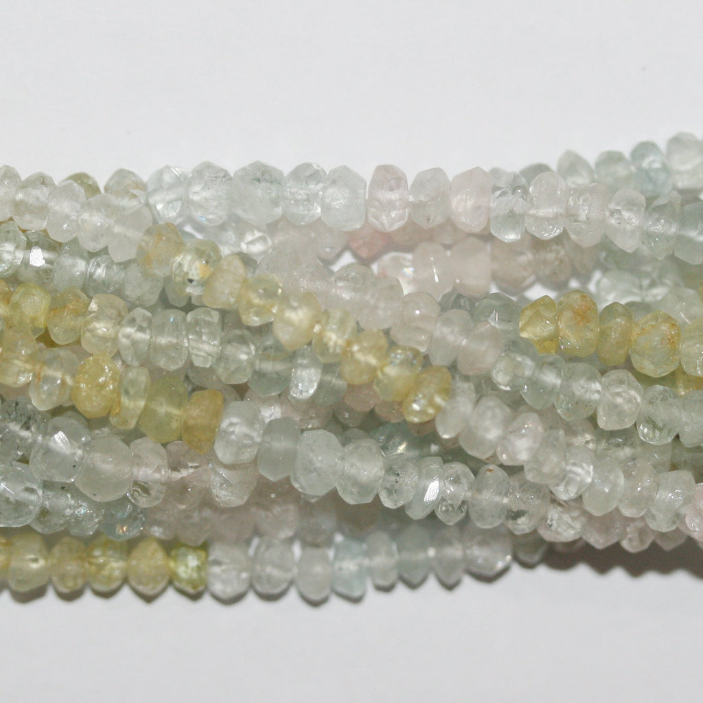 14" St Multi Beryl Faceted Rondelle Beads 4x2mm. Strand 37cm.