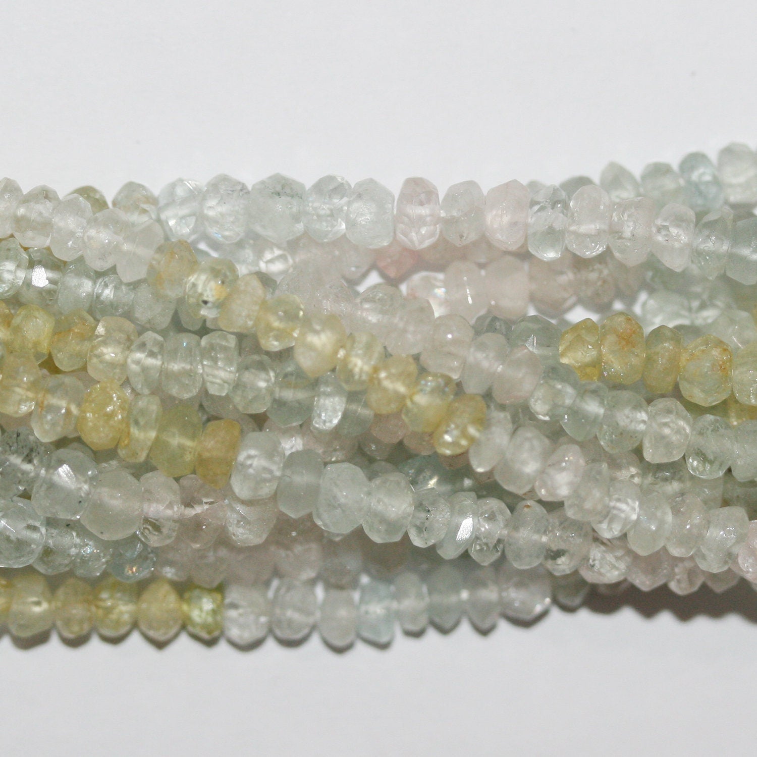 14" St Multi Beryl Faceted Rondelle Beads 4x2mm. Strand 37cm.