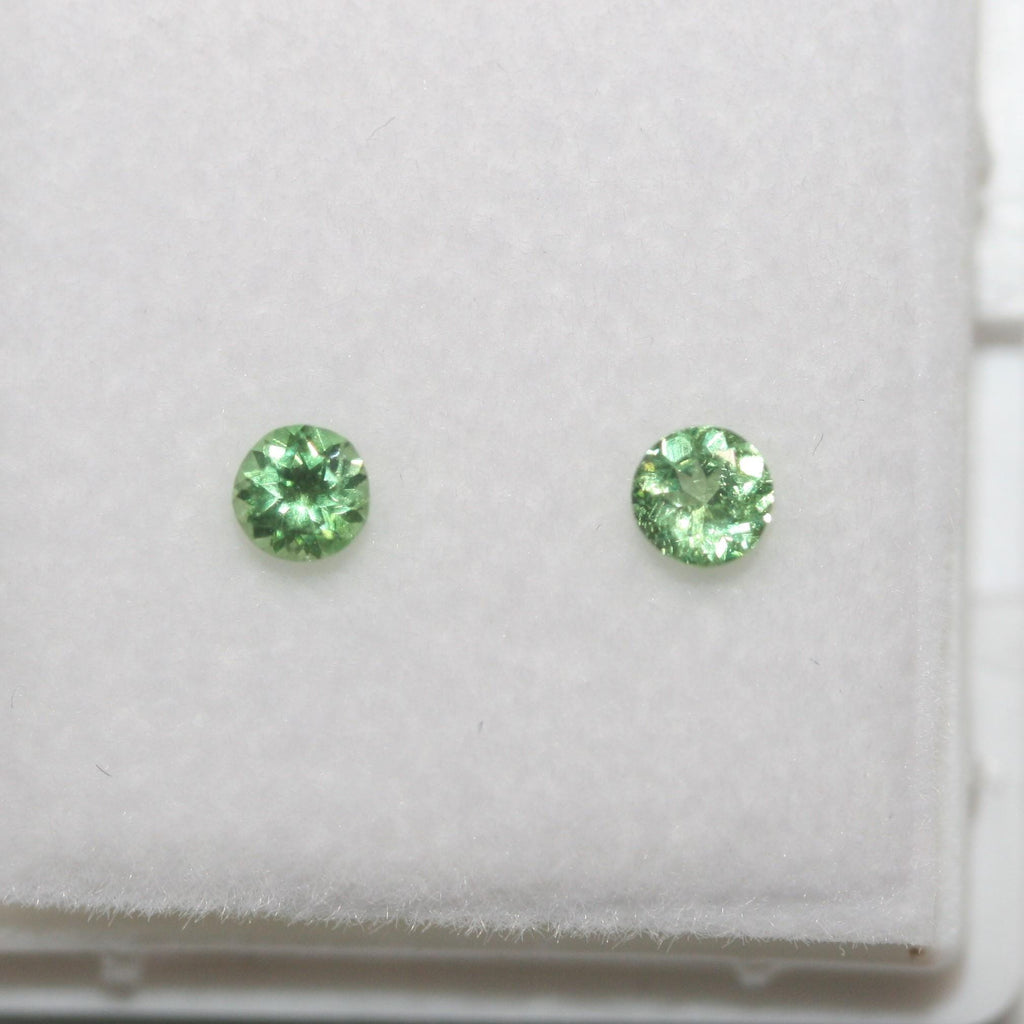 Lot de grenats tsavorites ronds à facettes de 3,5 mm (2 pièces). Vente en gros de pierres précieuses.