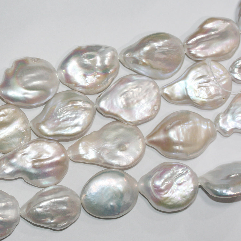 Perles baroques d'eau douce de 38 cm (15 pouces), 26 x 18 mm environ - Collier de 39 cm - Perles naturelles à prix de gros