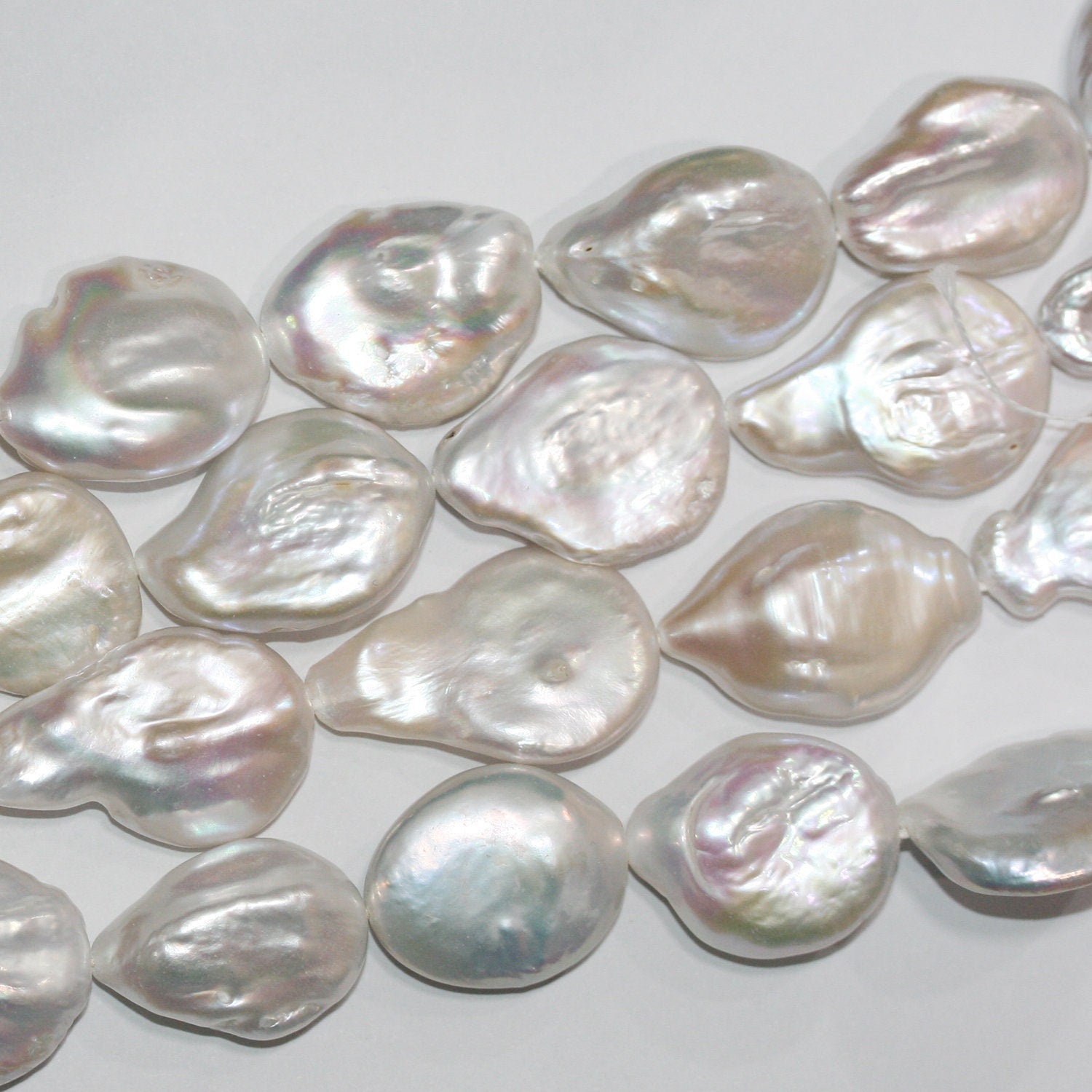 Perles baroques d'eau douce de 38 cm (15 pouces), 26 x 18 mm environ - Collier de 39 cm - Perles naturelles à prix de gros