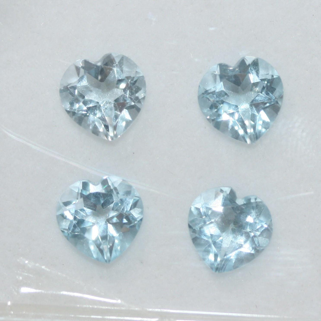 Lote de 4 piezas de topacio cielo con forma de corazón facetado de 8 mm (4 piezas)