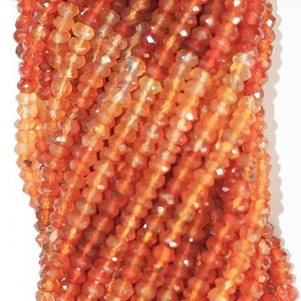 13" St Carnelian Faceted Rondelle Beads 4x2mm.-Strand 34cm.