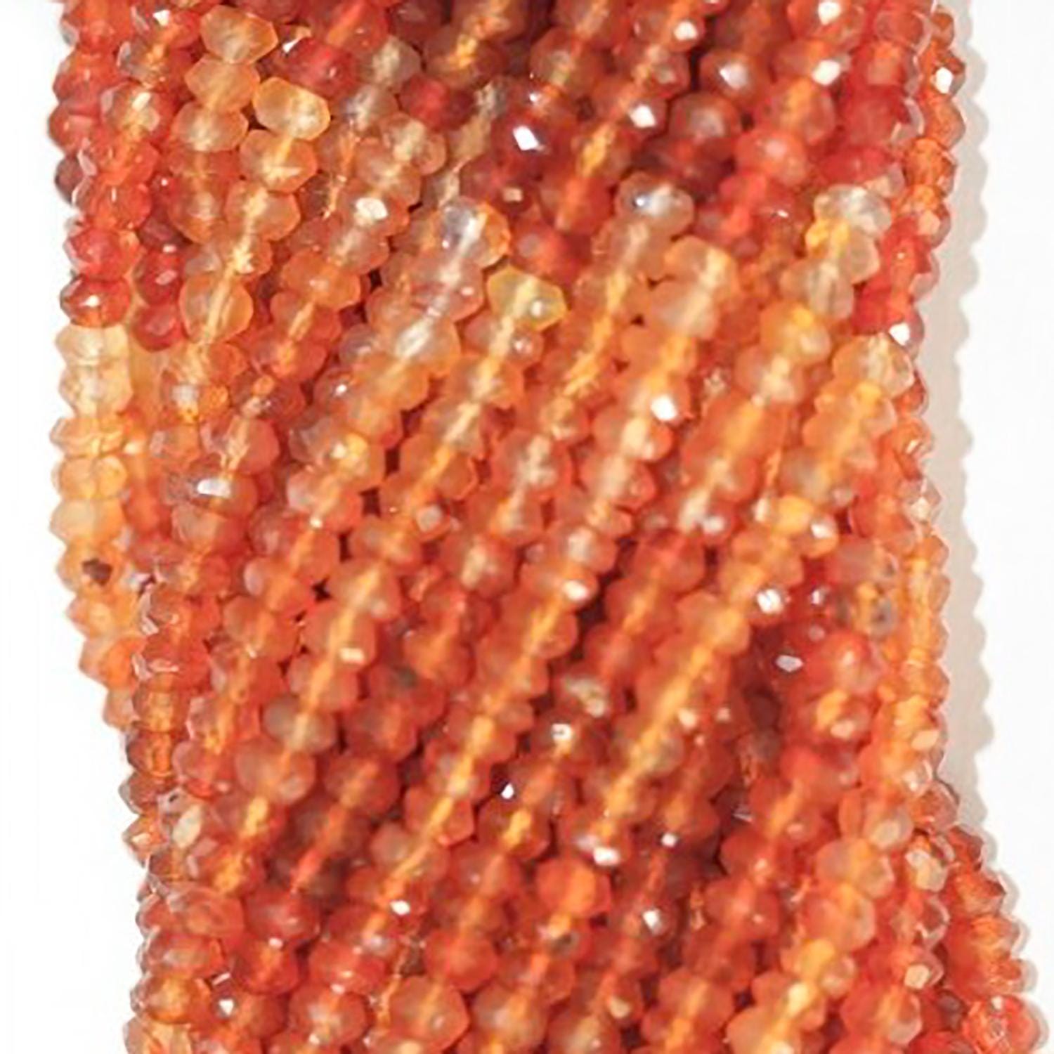 13" St Carnelian Faceted Rondelle Beads 4x2mm.-Strand 34cm.