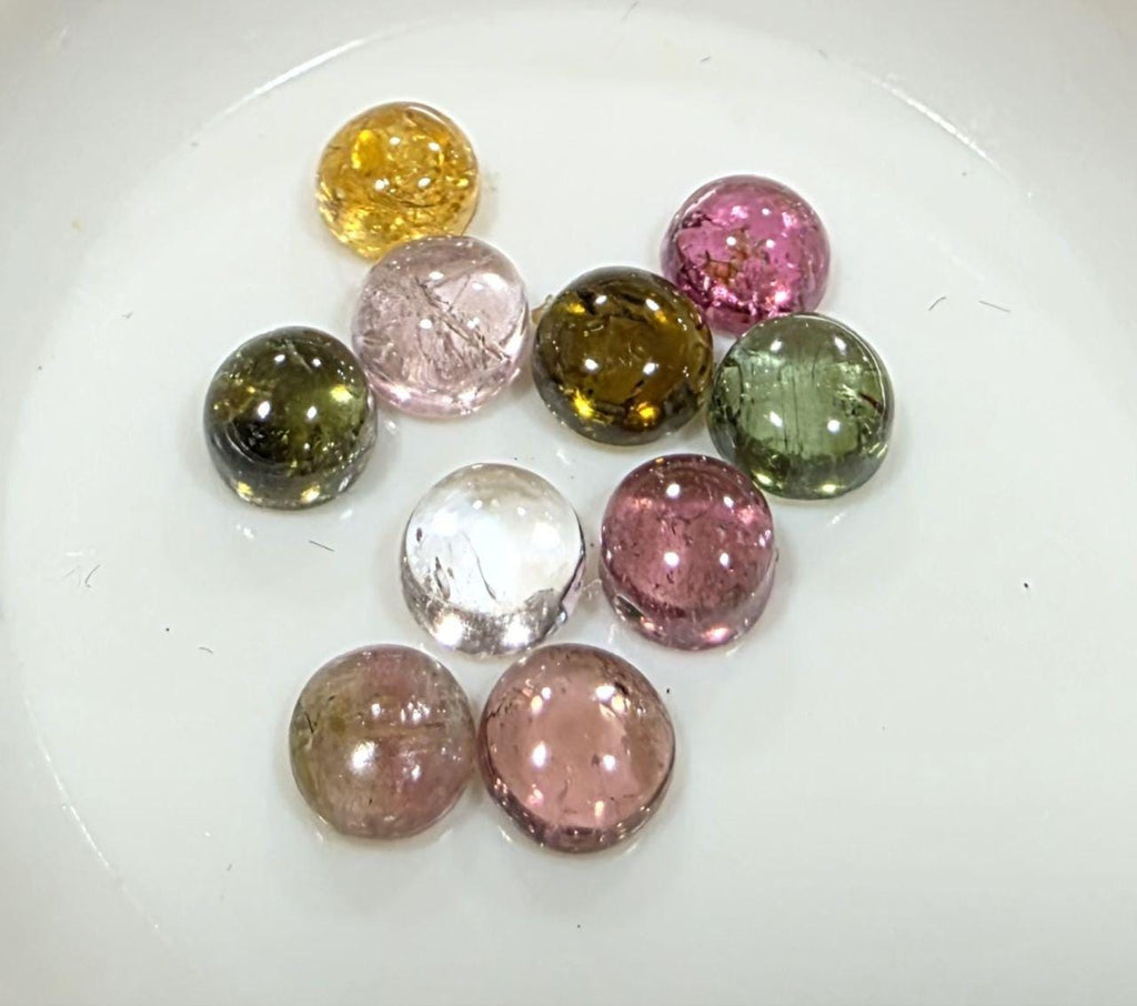 Tourmaline Lot Round Cabochons 4-4.2mm.-(10pcs)  -Gemstone Parcels-Loose Stones Wholesale Price