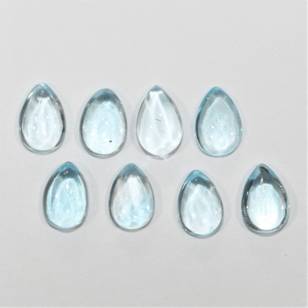 Sky Blue Topaz Smooth Drop Cabochons Lot 9x6mm.- 8 Pieces