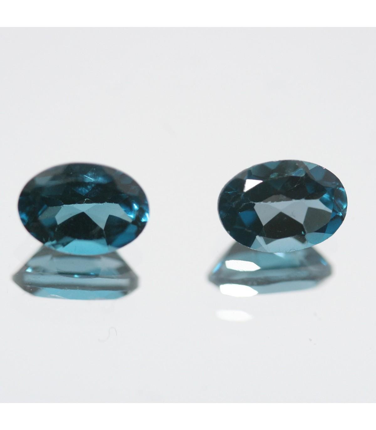 Lote de 2 piezas de topacio azul Londres facetado ovalado de 8 x 6 mm (2 piezas)